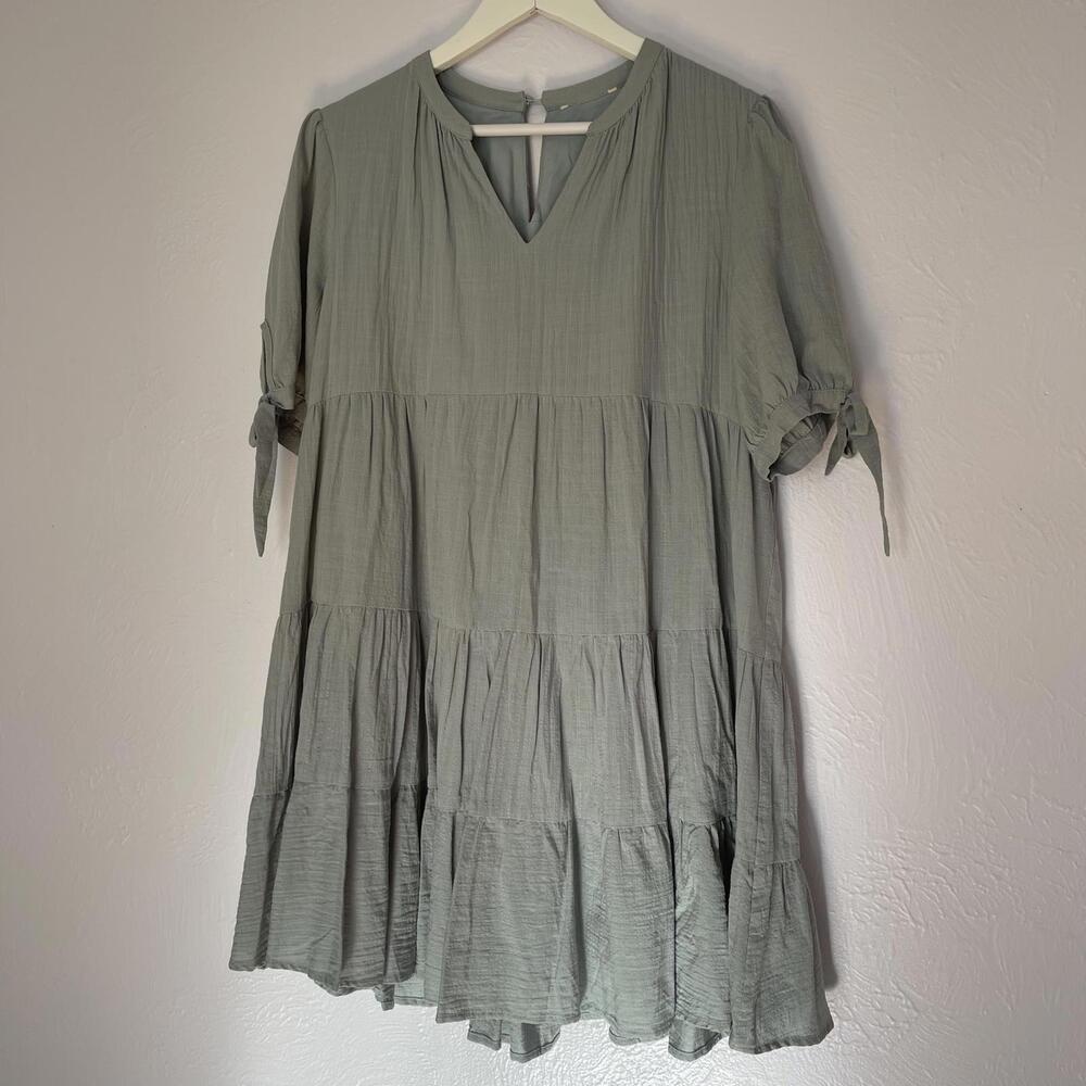 Tiered Casual Dress Tie Sleeves